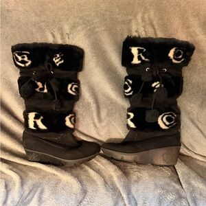 Black Faux Fur women’s Rocawear boots size 8